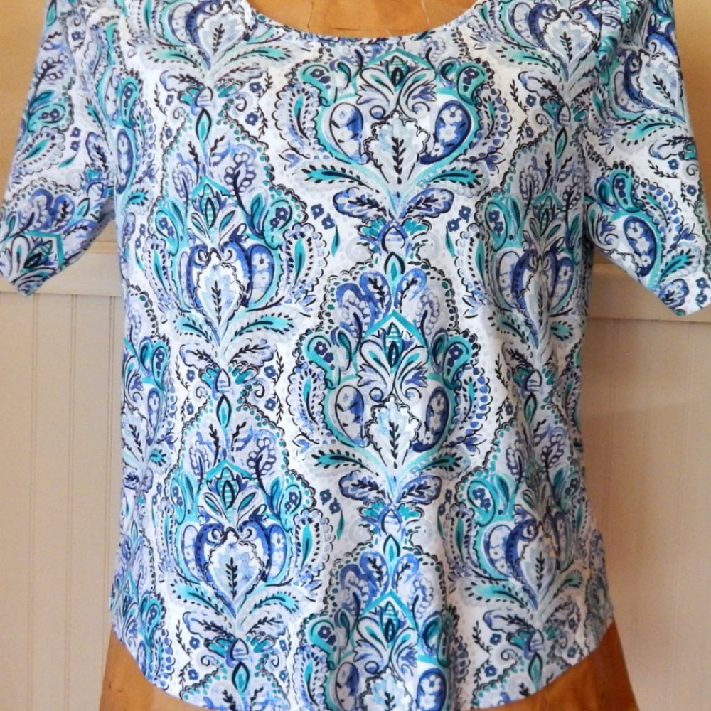 Croft & Barrow Blue & Aqua Short Sleeve Knit Top